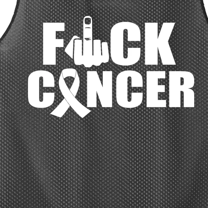 Fuck Cancer Ribbon Middle Finger Mesh Reversible Basketball Jersey Tank