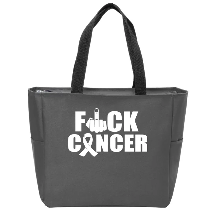 Fuck Cancer Ribbon Middle Finger Zip Tote Bag