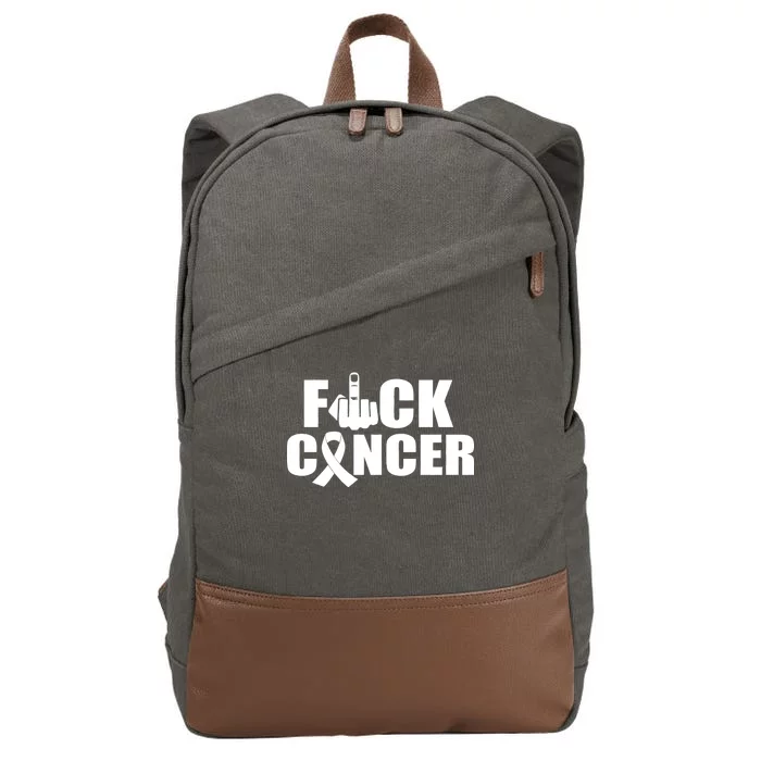 Fuck Cancer Ribbon Middle Finger Cotton Canvas Backpack