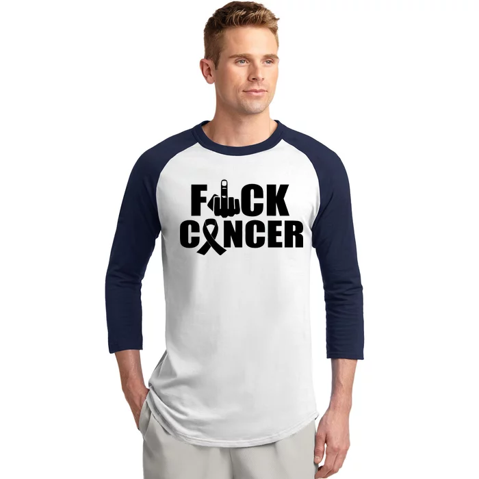 Fuck Cancer Ribbon Middle Finger Baseball Sleeve Shirt