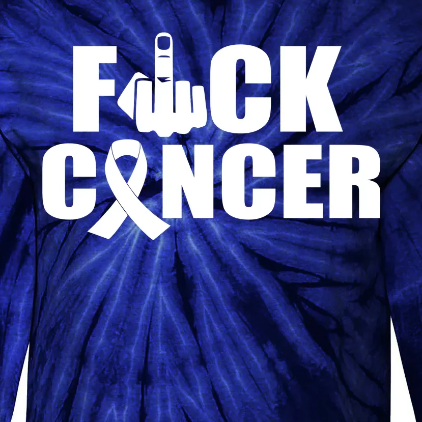 Fuck Cancer Ribbon Middle Finger Tie-Dye Long Sleeve Shirt