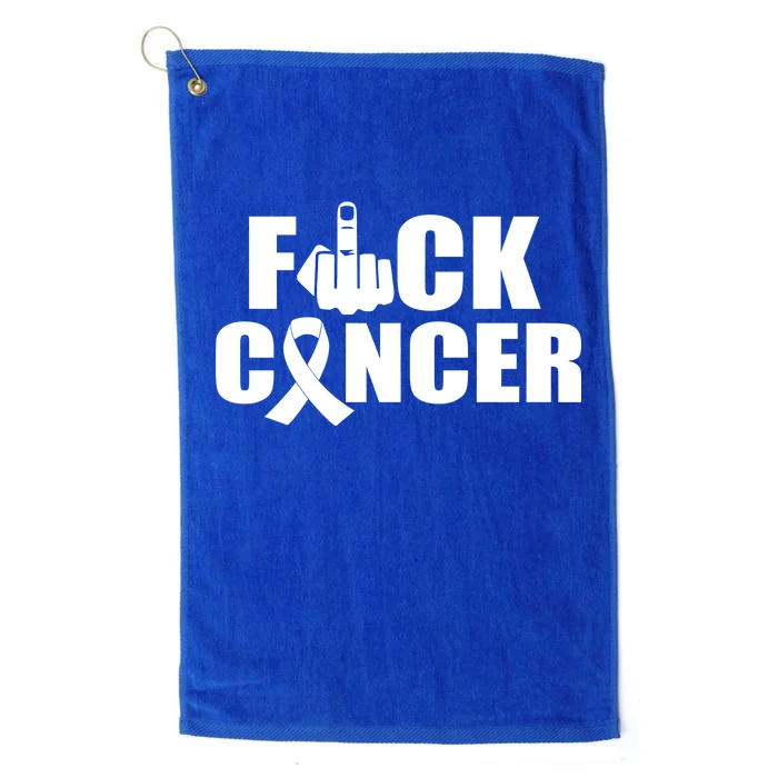 Fuck Cancer Ribbon Middle Finger Platinum Collection Golf Towel