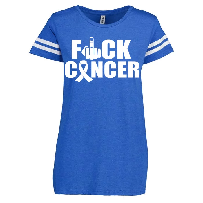 Fuck Cancer Ribbon Middle Finger Enza Ladies Jersey Football T-Shirt