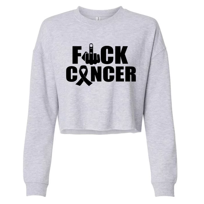 Fuck Cancer Ribbon Middle Finger Cropped Pullover Crew