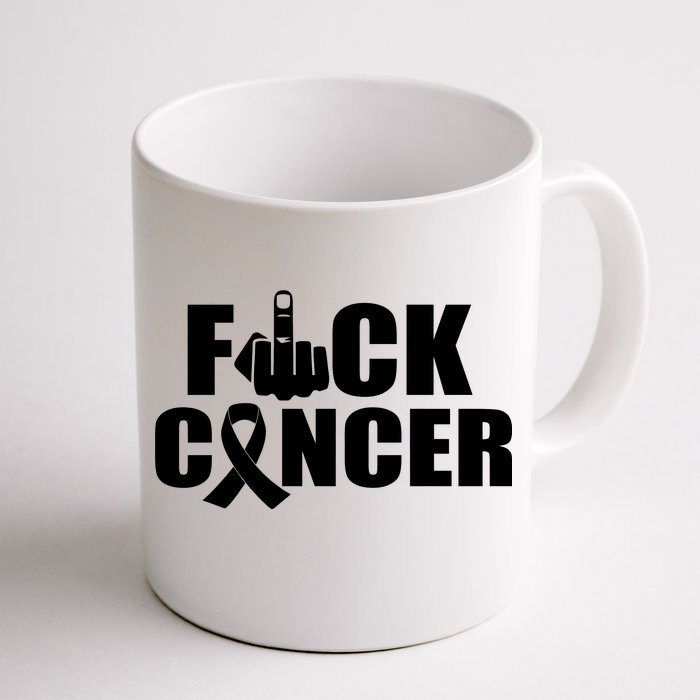 Fuck Cancer Ribbon Middle Finger Front & Back Coffee Mug