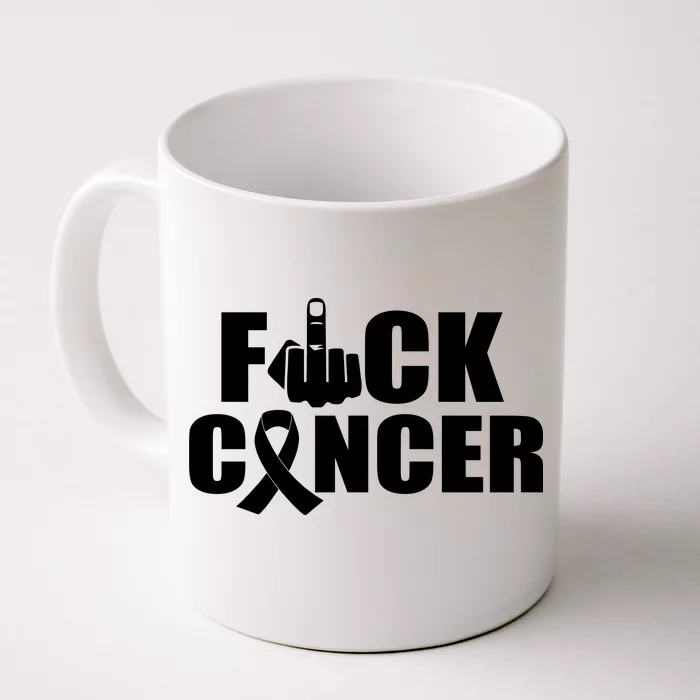 Fuck Cancer Ribbon Middle Finger Front & Back Coffee Mug