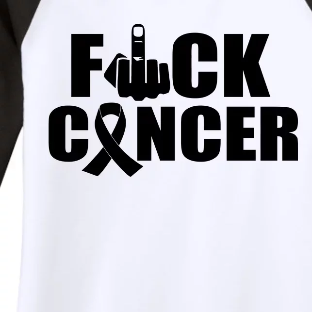 Fuck Cancer Ribbon Middle Finger Women's Tri-Blend 3/4-Sleeve Raglan Shirt