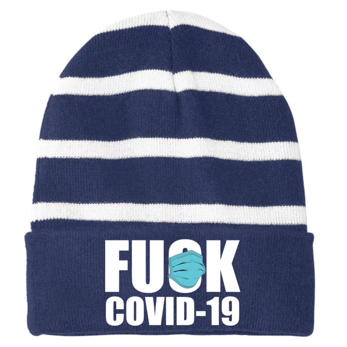 Fuck COVID-19 Striped Beanie with Solid Band