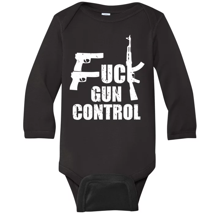 Fuck Gun Control Baby Long Sleeve Bodysuit