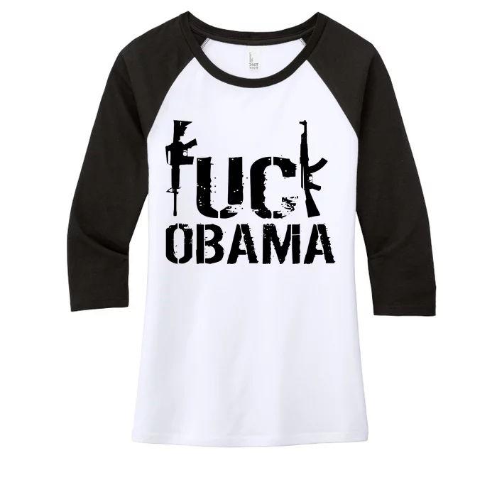 Fuck Obama Gun Rights Women's Tri-Blend 3/4-Sleeve Raglan Shirt