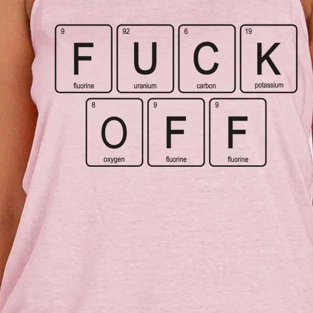 Fuck Off Periodic Table Funny Offensive Women's Knotted Racerback Tank