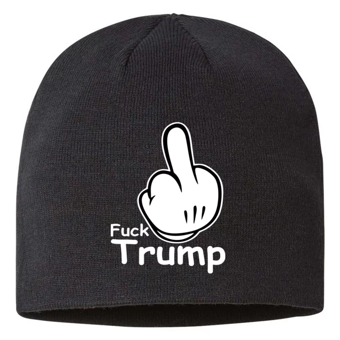 Fuck Trump Cartoon Middle Finger Resist Anti Trump 8 1/2in Sustainable Knit Beanie