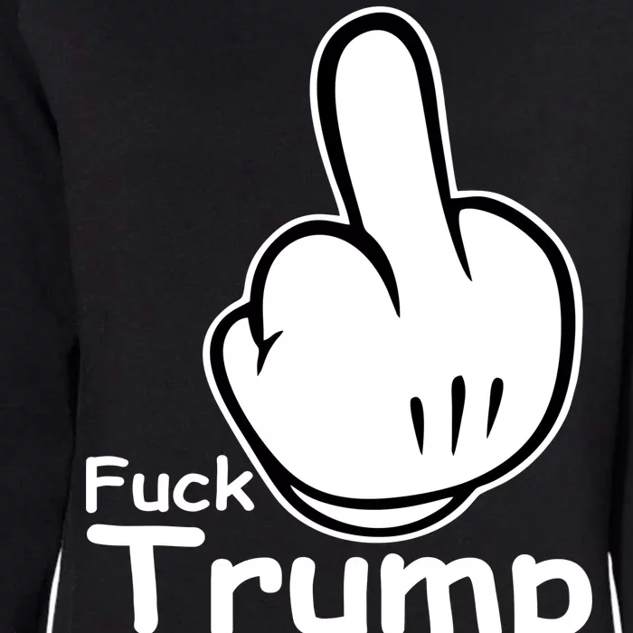 Fuck Trump Cartoon Middle Finger Resist Anti Trump Womens California Wash Sweatshirt