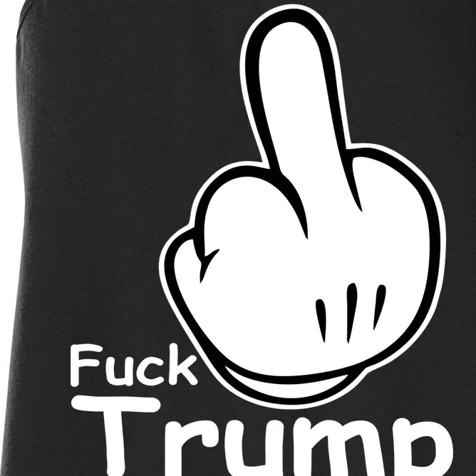 Fuck Trump Cartoon Middle Finger Resist Anti Trump Women's Racerback Tank