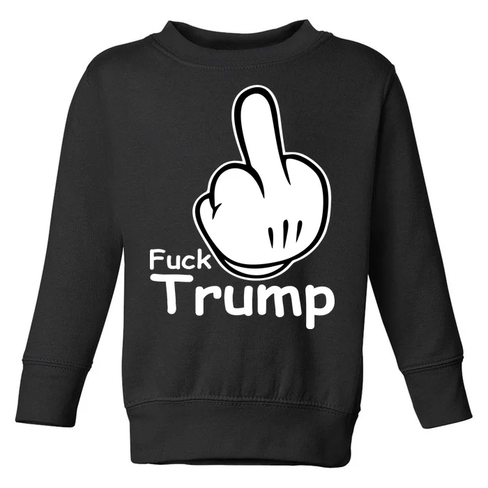 Fuck Trump Cartoon Middle Finger Resist Anti Trump Toddler Sweatshirt