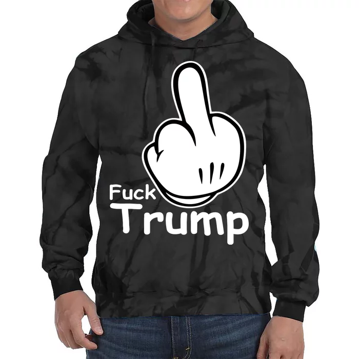 Fuck Trump Cartoon Middle Finger Resist Anti Trump Tie Dye Hoodie