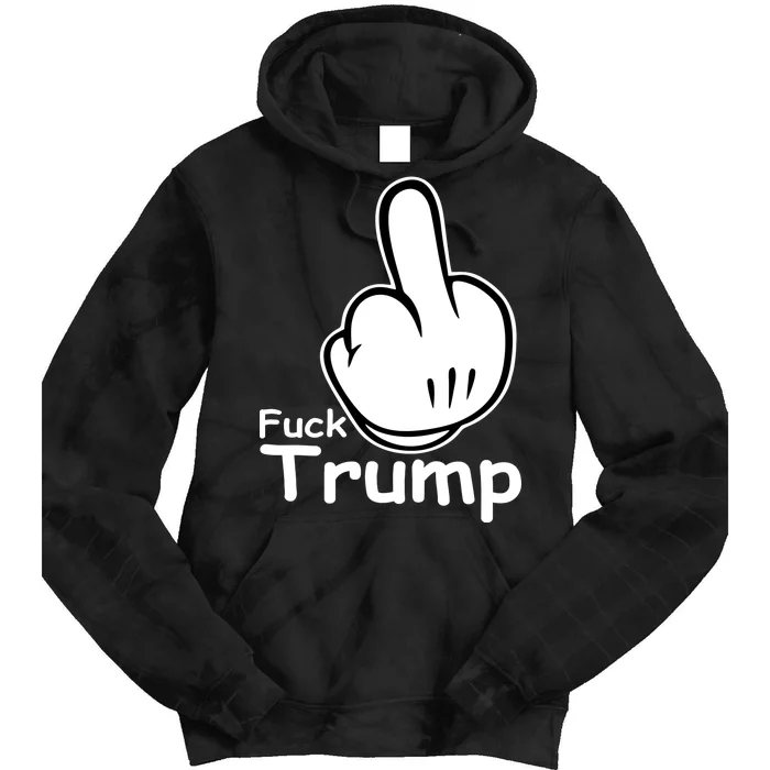 Fuck Trump Cartoon Middle Finger Resist Anti Trump Tie Dye Hoodie