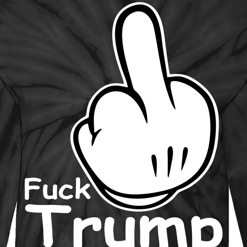 Fuck Trump Cartoon Middle Finger Resist Anti Trump Tie-Dye Long Sleeve Shirt