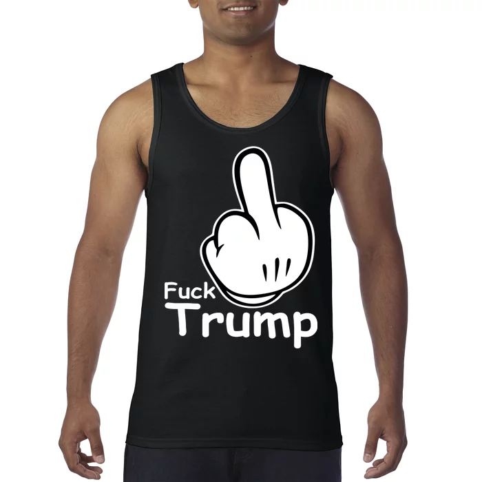 Fuck Trump Cartoon Middle Finger Resist Anti Trump Tank Top