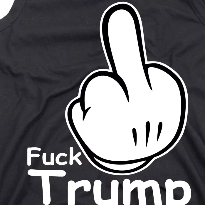 Fuck Trump Cartoon Middle Finger Resist Anti Trump Tank Top