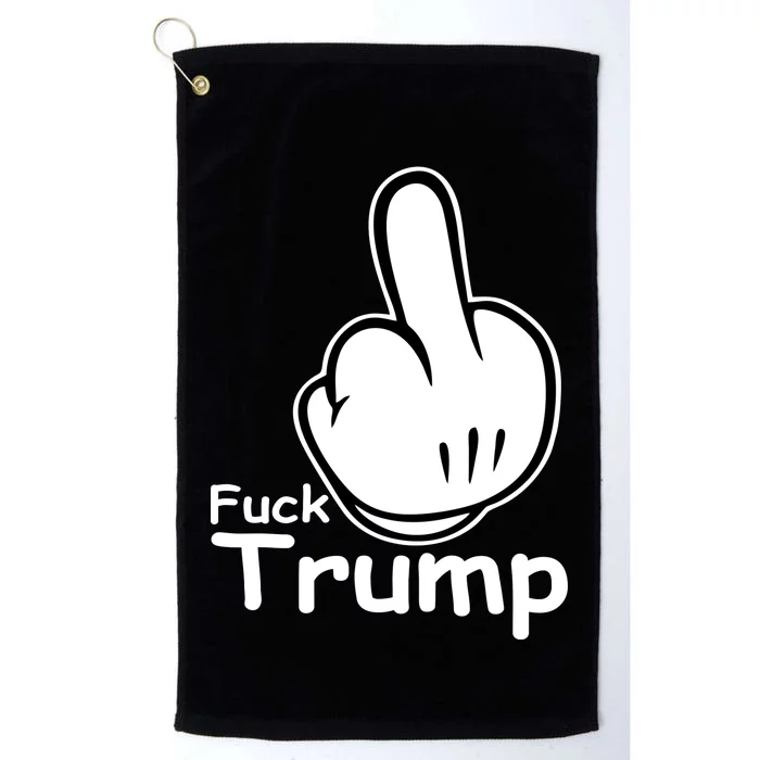 Fuck Trump Cartoon Middle Finger Resist Anti Trump Platinum Collection Golf Towel