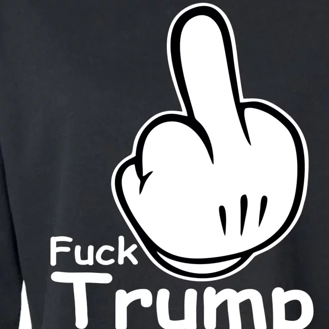 Fuck Trump Cartoon Middle Finger Resist Anti Trump Cropped Pullover Crew