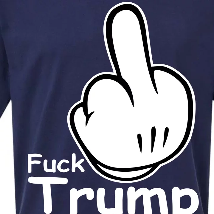 Fuck Trump Cartoon Middle Finger Resist Anti Trump Sueded Cloud Jersey T-Shirt