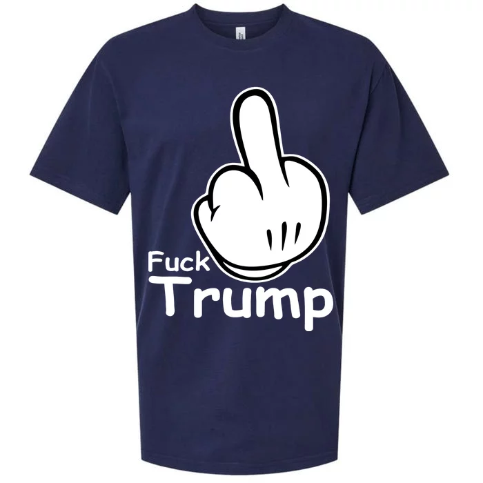 Fuck Trump Cartoon Middle Finger Resist Anti Trump Sueded Cloud Jersey T-Shirt