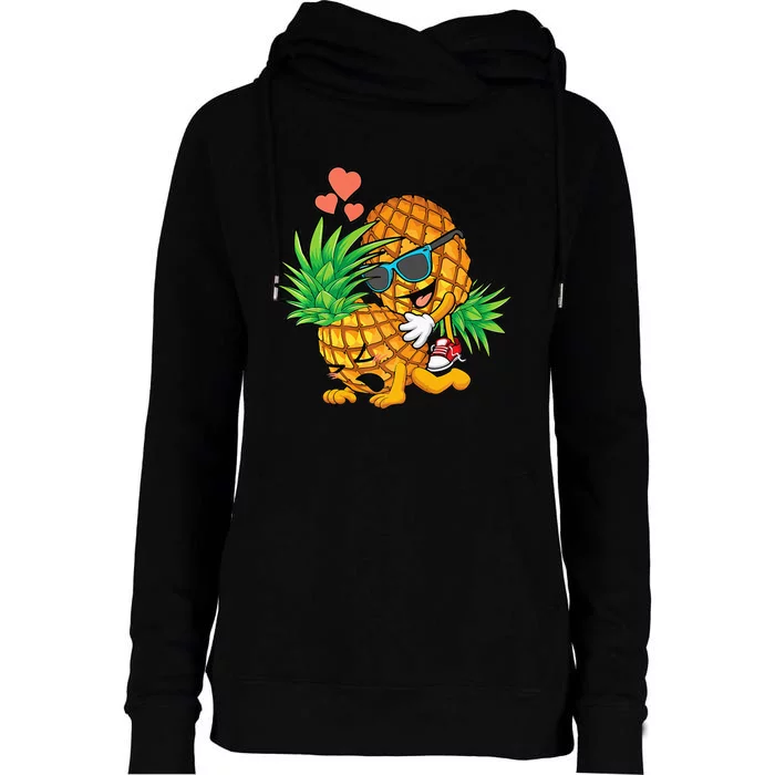 Funny Upside Down Pineapple Swinger Gift For Womens Funnel Neck Pullover Hood