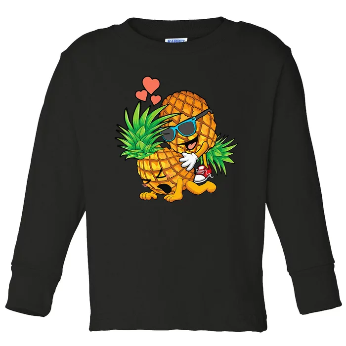 Funny Upside Down Pineapple Swinger Gift For Toddler Long Sleeve Shirt