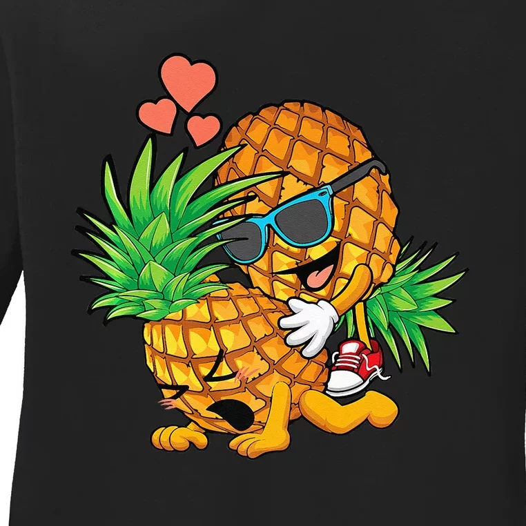 Funny Upside Down Pineapple Swinger Gift For Ladies Long Sleeve Shirt