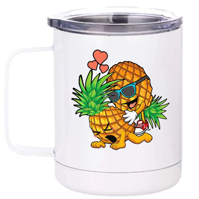 Funny Upside Down Pineapple Swinger Gift For Front & Back 12oz Stainless Steel Tumbler Cup