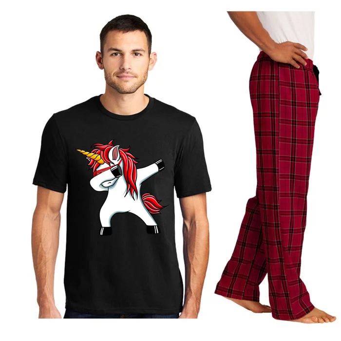 Funny Unicorn Dad Gift Xmas Funny Gift Dad Dabbing Unicorn Gift Pajama Set