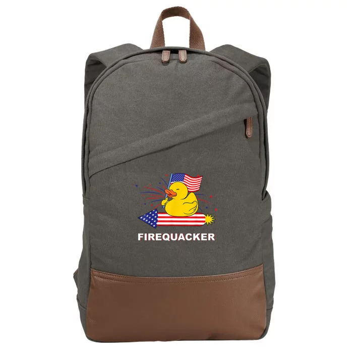 Firequacker Usa Duck Firework 4th Of July Cotton Canvas Backpack