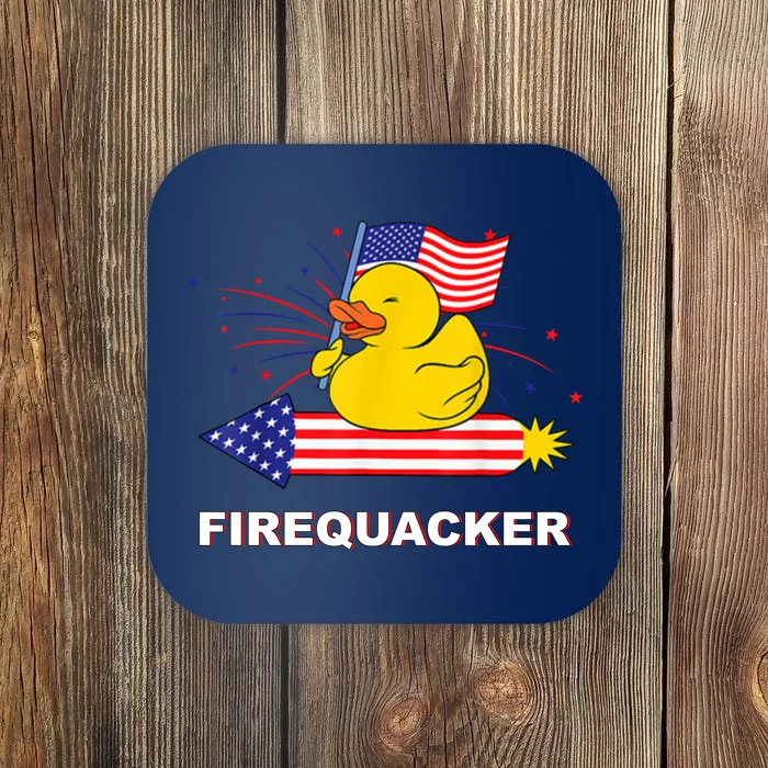 Firequacker Usa Duck Firework 4th Of July Coaster