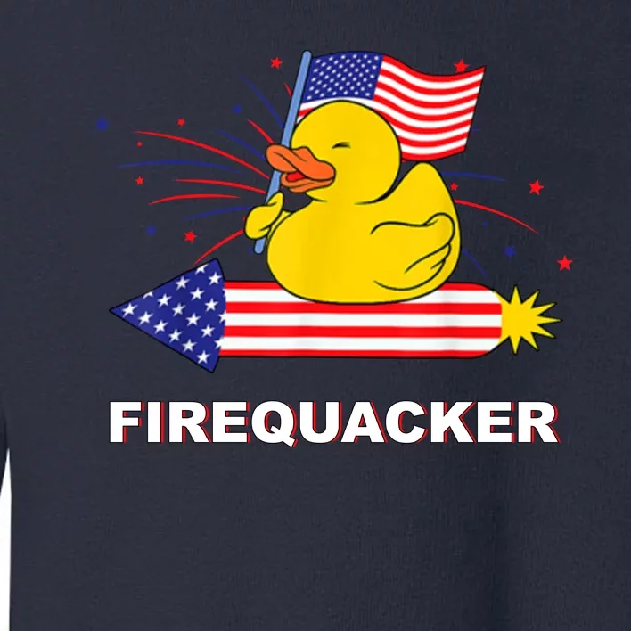 Firequacker Usa Duck Firework 4th Of July Toddler Sweatshirt