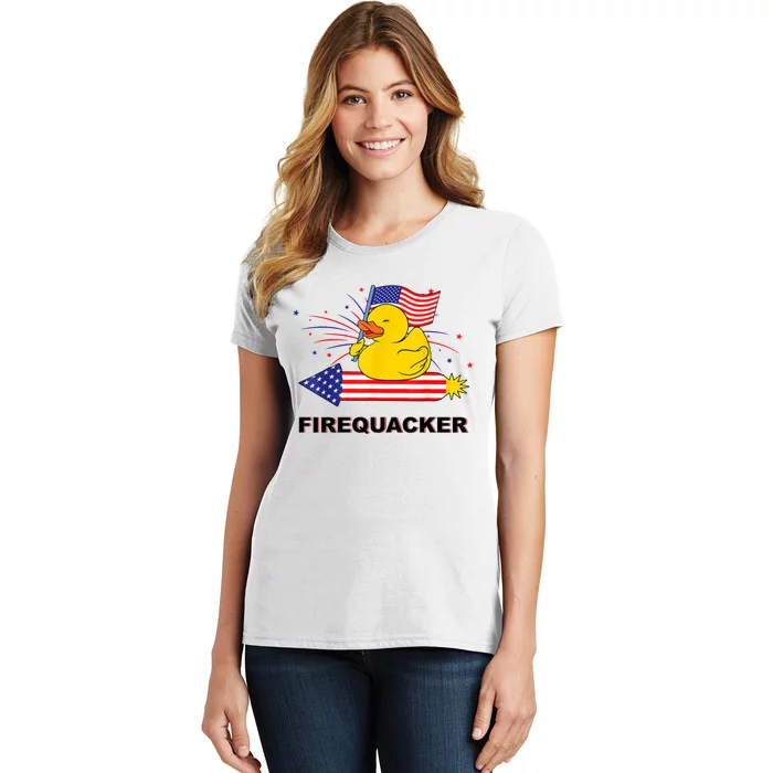 Firequacker Usa Duck Firework 4th Of July Women's T-Shirt