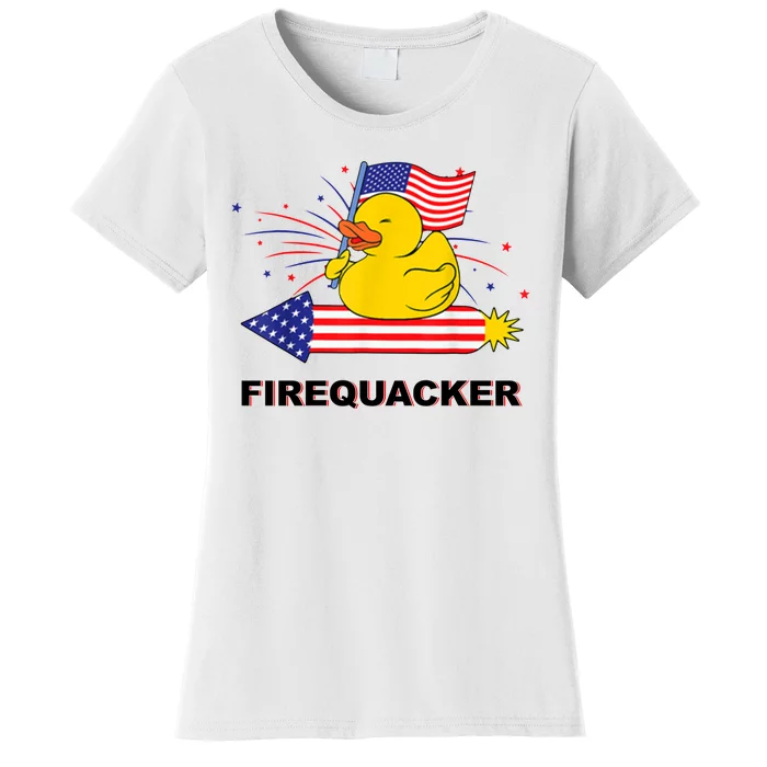 Firequacker Usa Duck Firework 4th Of July Women's T-Shirt