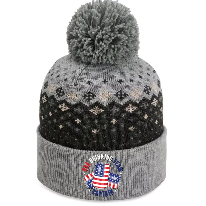 Funny USA Drinking Team Captain American Beer Cans The Baniff Cuffed Pom Beanie