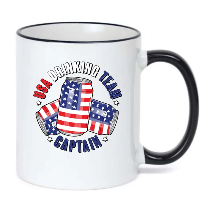 Funny USA Drinking Team Captain American Beer Cans Black Color Changing Mug