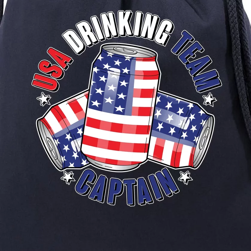 Funny USA Drinking Team Captain American Beer Cans Drawstring Bag