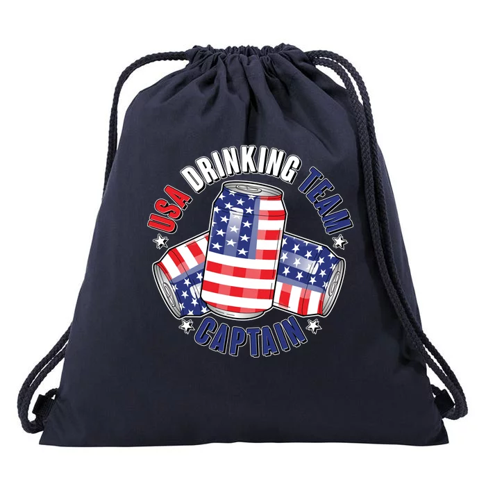 Funny USA Drinking Team Captain American Beer Cans Drawstring Bag