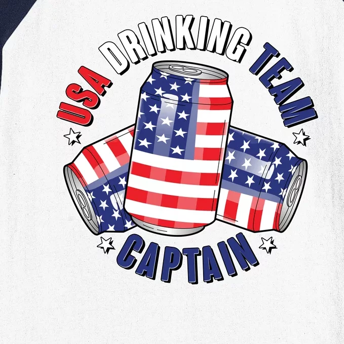 Funny USA Drinking Team Captain American Beer Cans Baseball Sleeve Shirt