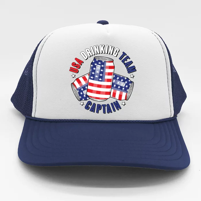 Funny USA Drinking Team Captain American Beer Cans Trucker Hat