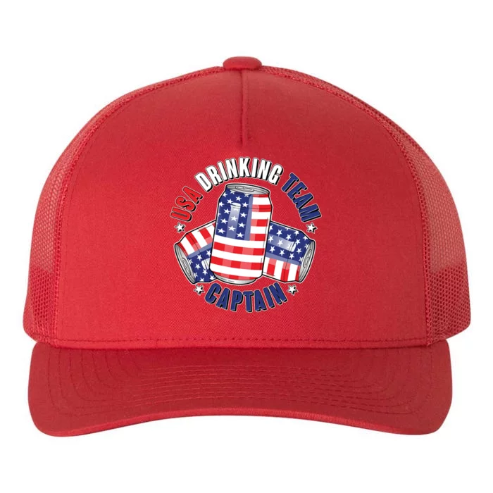 Funny USA Drinking Team Captain American Beer Cans Yupoong Adult 5-Panel Trucker Hat