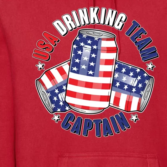 Funny USA Drinking Team Captain American Beer Cans Premium Hoodie