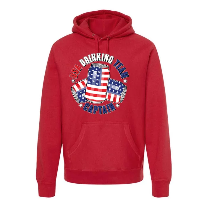 Funny USA Drinking Team Captain American Beer Cans Premium Hoodie