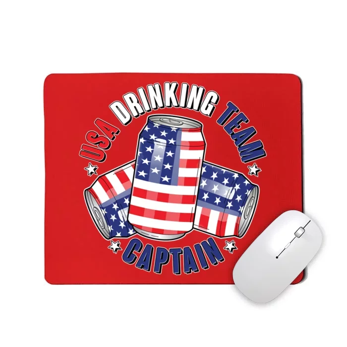 Funny USA Drinking Team Captain American Beer Cans Mousepad