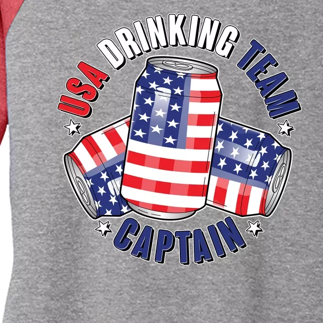 Funny USA Drinking Team Captain American Beer Cans Women's Tri-Blend 3/4-Sleeve Raglan Shirt