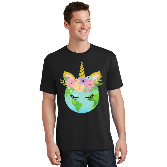 Floral Unicorn Earth Day T-Shirt